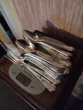 Ménagère 22 Pièces Couverts de Table Décor Floral et Feuillages Métal Argenté