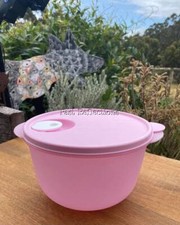 TUPPERWARE CRYSTALWAVE 2.0L ROUND VENT SERVE MICROWAVE BOWL BABY PINK