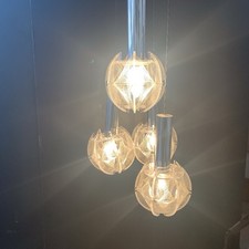 Lustre Cascade Sompex Paul Second 60-70 4 Globes Cinétiques Lucite Space Age