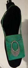 Cesare Piccini Firenze Green Leather 1970s Crossbody Handbag