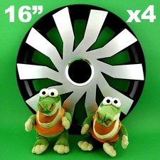 Enjoliveurs 16" Cliff ★4 pièces ★ARGENT+NOIR pour VW Beetle Passat Sharan Tiguan