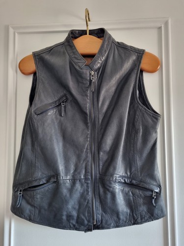 Gilet cuir bleu massimo - gilet,