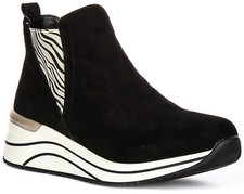 Botte Chelsea Femme En Cuir Nubuck Noir Blanc UK 3 - 8