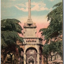 c1900s Liege, Belgium Le Perron Column Monument Tinted Market Square Shops A343