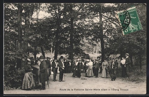 Cpa etang trivaux - route, la