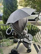 Stokke Xplory Stroller Black Melange Stroller Excellent Condition with Extras