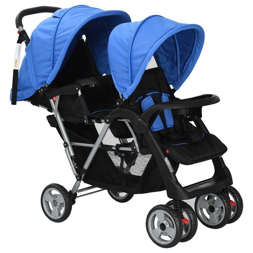 Poussette places bleue noire - 2, bleue/noire