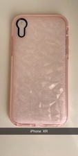Coque transparente rose pour iPhone XR avec support téléphone