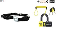 Antivol avec alarme  + Chaine Scooter Quad moto SRA U Bloque Disque  Homologué