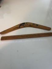VINTAGE AUSTRALIAN ABORIGINALS GENUINE MANGROVE TIMBER 16" BOOMERANG HANDPAINTED