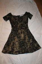 HUNTER BELL Robe Noir Or métallisé Soie 100% Silk Black Gold Dress US 4 FR 36 38