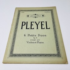 1908 Pleyel 6 Petits Duos Violonet Piano Edition Wood #62 Song Sheet Music Book