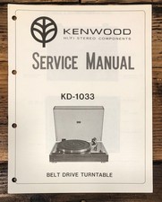 Kenwood KD-1033 Record Player / Turntable Service Manual *Original*