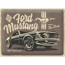 Plaque émaillée en métal, bombée et relief Ford Mustang 40 x 30