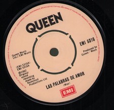 Queen Las Palabras de Amor 7" vinyl UK Emi 1982 Four prong paper label design 7