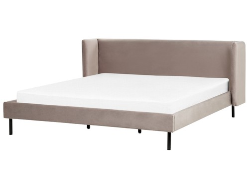 Lit double velours - velours, taupe