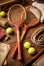 Paire Raquettes Tennis Bois
