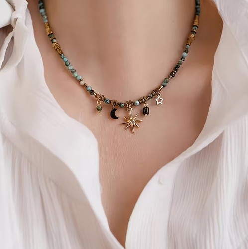 Collier fantaisie acier - collier, en