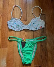 NWOT 2006 RARE Rosa Cha SAIS Two Piece BIKINI Swim Suit Flower Y2K Brazil Size L