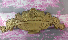 FRONTON D'ARMOIRE MIROIR EN PLATRE DORE ART DECO 42X16 BON ETAT 1930