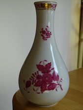 HEREND BEAU VASE MODELE APPONYI ROSE PORCELAINE  ht 15,5 cm