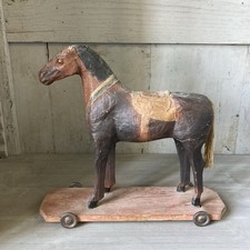 Antique Metal Horse On Wheels