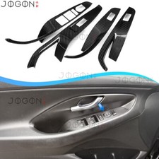 4PCS Real Carbon Door Window Switch Button Covers For Hyundai N i30N i30 N 2018+