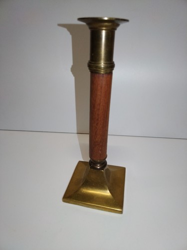 Bougeoir bois laiton - bougeoir,