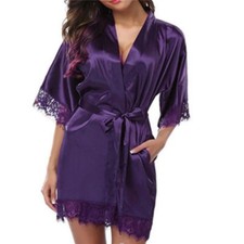 Lace Lingerie Dressing Bath Robe Sexy Ready Night Gown Bride Silk Wedding Stock