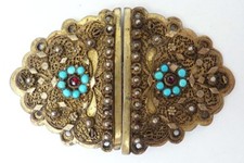 Fermoir de bracelet collier argent massif 19e siècle silver clasp turquoises