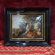 RARE Vintage HELCA Plate L’ AUTOMNE by Lancret, Hand Hammered Curved Image