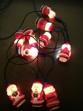 Ancienne guirlande électrique Lumineuse Déco Sapin 10 Lampes Père Noël Étoiles 