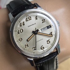 Vintage Bulova Caravelle men's automatic watch day/date Military 1973