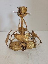 Vintage Flower Tole Florentine Italian Gold Gilded Made in Italy