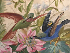 19th Antique Flower Bird French Painting Silk Painting Firewall Screen