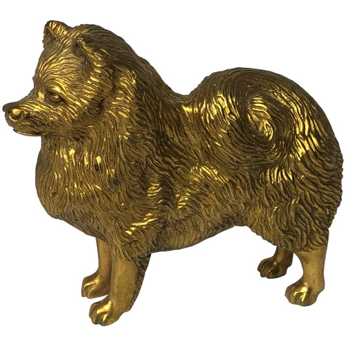 Chien spitz bronze doré - chien,