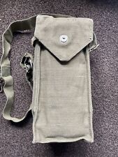 Vintage Belgian Army 1952 ABL Canvas Leather Gas Mask Bag Shoulder Equipment Bag