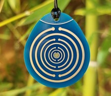 Pendentif Lakhovsky vitalité bleu avec spirale double, antenne Tesla OLOM