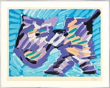 Karel Appel "Walking Cat" 1978 | Rare Hand Signed Lithograph | 25x35" Framed