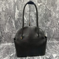 DELVAUX Black Leather Sepia Tote Shoulder Bag with D Charm for Women From JP