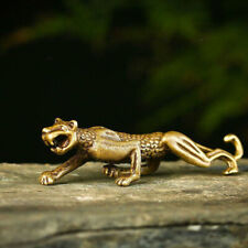 4" brass copper bronze Fengshui African leopard panther tabletop animal statue