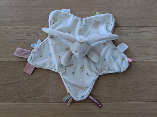 Doudou plat lapin blanc - lapin,