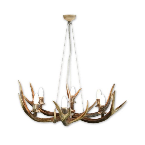 Lustre avec vrai bois - , cerf