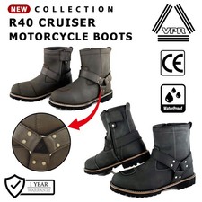 Bottes de Moto en Cuir VPR Impermeables Homologuees CE Bottes Cruiser Motards