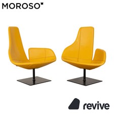 Moroso Fjord Fauteuil En Cuir Ensemble Jaune Fonction Pivotante