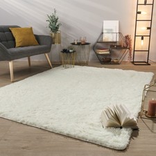 Tapis De Salon Tapis Shaggy Poil Long Doux Peluche Design Moderne Monochrome