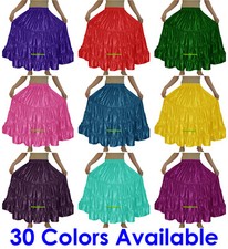 Satin 4 Tiered Gypsy Skirt Belly Dance Jupe Oriental 6 Yd Flamenco Frill Ruffle