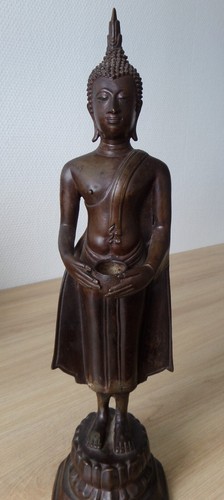 Antique ancien bronze buddha - bronze,