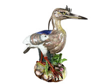 Grand échassier  héron porcelaine polychrome st. Meissen oiseau Samson  19e 30cm