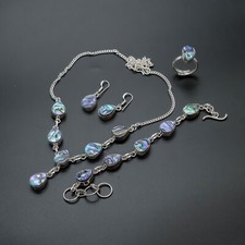 Abalone Shell Gemstone Handmade 925 Sterling Silver Jewelry Set